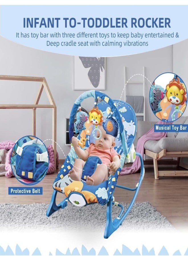 Richtots Premium Baby Rocker Chair Comfortable & Soothing Bouncer for Newborns. Multi-Position Recline, Vibrations, Removable Toys. Portable Design-Indigo (Blue Colour) - Image 4